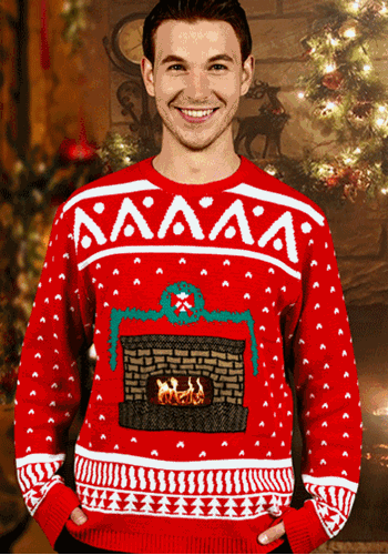 Animated Crackling Fireplace Sweater